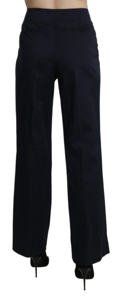 BENCIVENGA - Navy Blue High Waist Straight Cotton Pants