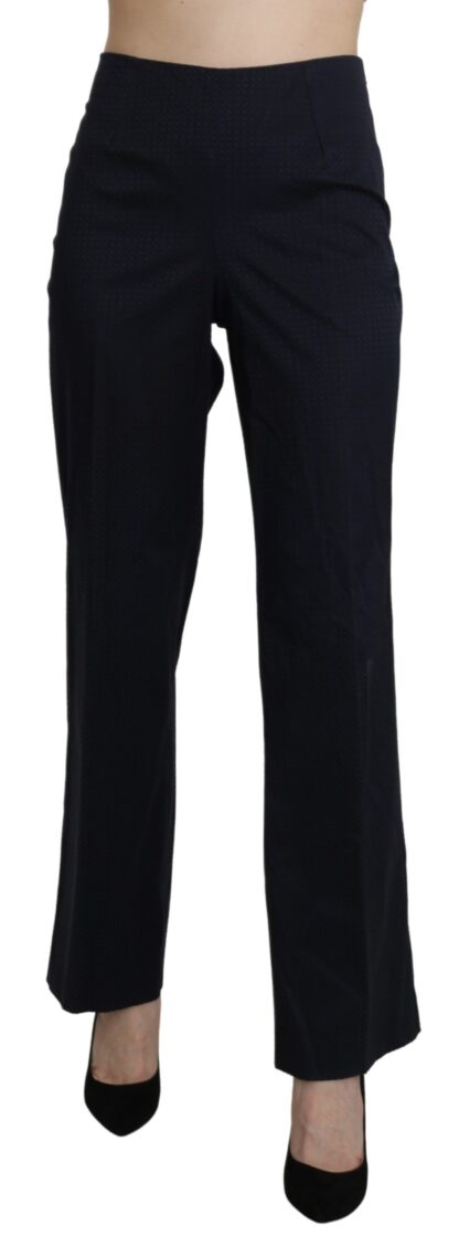 BENCIVENGA - Navy Blue High Waist Straight Cotton Pants