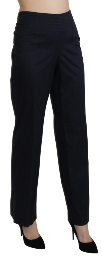 BENCIVENGA - Navy Blue High Waist Straight Cotton Pants