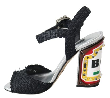 Dolce & Gabbana - Elegant Black Ankle Strap Sandals with LED Lights