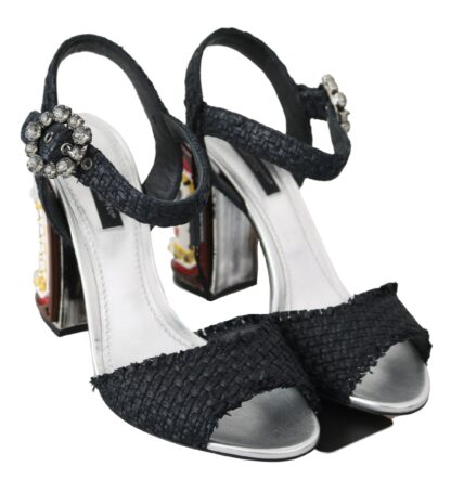 Dolce & Gabbana - Elegant Black Ankle Strap Sandals with LED Lights