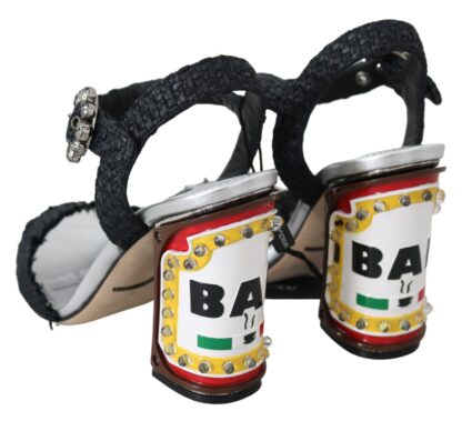 Dolce & Gabbana - Elegant Black Ankle Strap Sandals with LED Lights