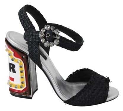 Dolce & Gabbana - Elegant Black Ankle Strap Sandals with LED Lights