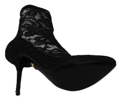 Dolce & Gabbana - Elegant Black Floral Lace High Heel Boots