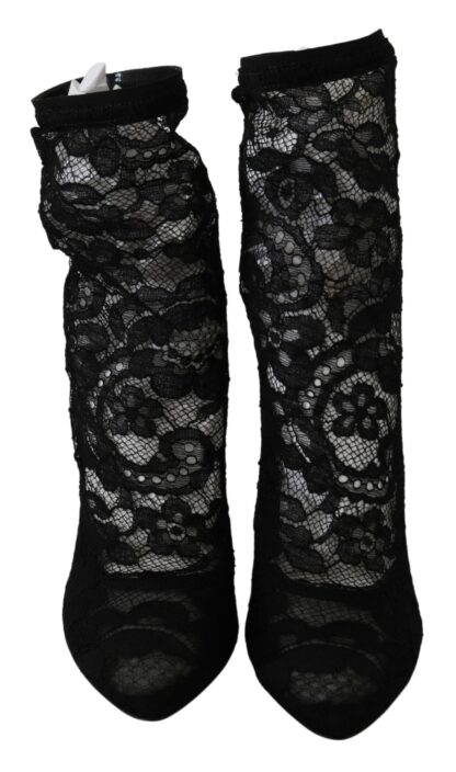 Dolce & Gabbana - Elegant Black Floral Lace High Heel Boots