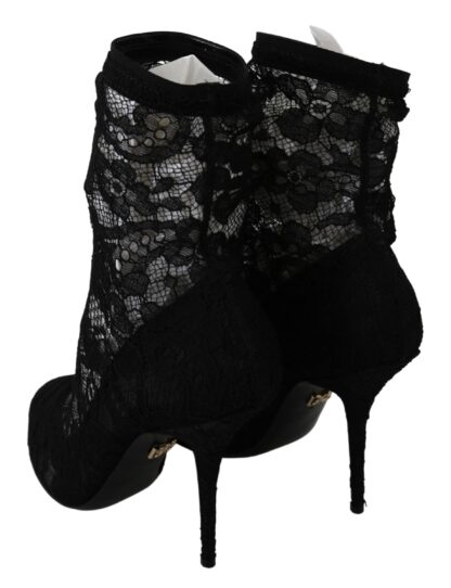 Dolce & Gabbana - Elegant Black Floral Lace High Heel Boots