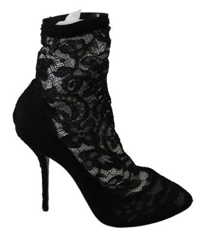 Dolce & Gabbana - Elegant Black Floral Lace High Heel Boots