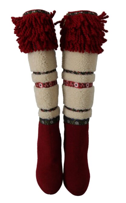 Dolce & Gabbana - Chic Multicolor Shearling High Heel Boots