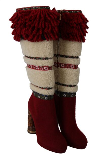 Dolce & Gabbana - Chic Multicolor Shearling High Heel Boots