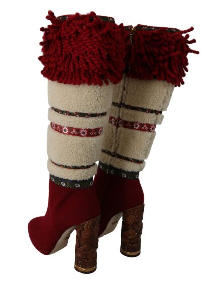 Dolce & Gabbana - Chic Multicolor Shearling High Heel Boots