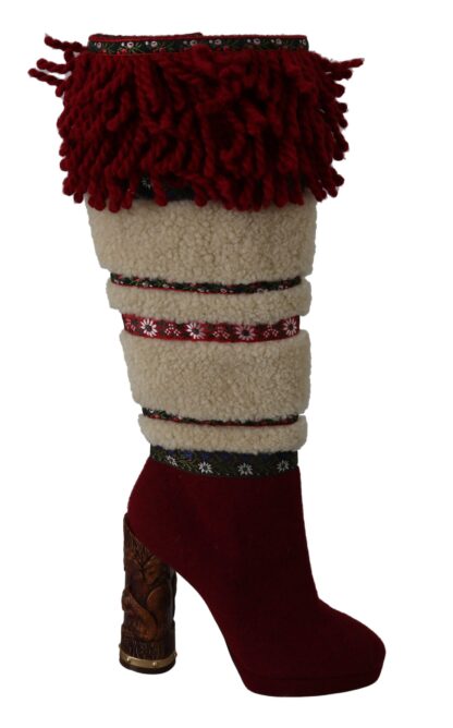 Dolce & Gabbana - Chic Multicolor Shearling High Heel Boots