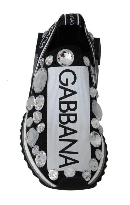 Dolce & Gabbana - Chic Monochrome Crystal Studded Sneakers