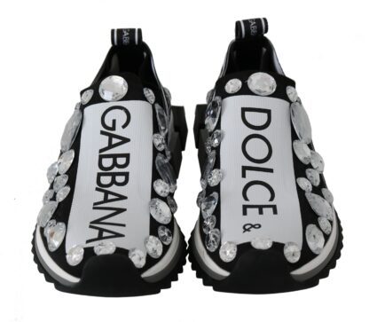 Dolce & Gabbana - Chic Monochrome Crystal Studded Sneakers