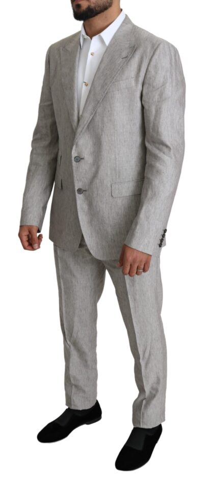 Dolce & Gabbana - Elegant Slim Fit Gray Linen-Silk Suit