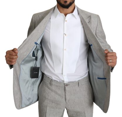 Dolce & Gabbana - Elegant Slim Fit Gray Linen-Silk Suit