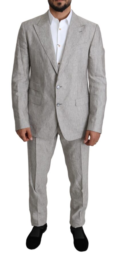 Dolce & Gabbana - Elegant Slim Fit Gray Linen-Silk Suit