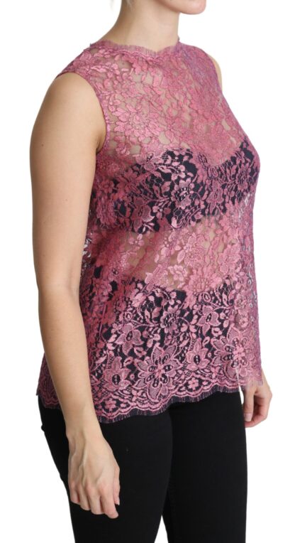 Dolce & Gabbana - Elegant Pink Taormina Lace Sleeveless Top