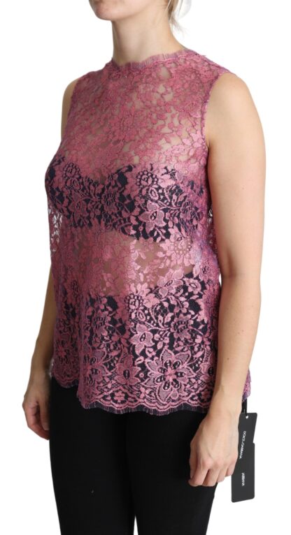 Dolce & Gabbana - Elegant Pink Taormina Lace Sleeveless Top