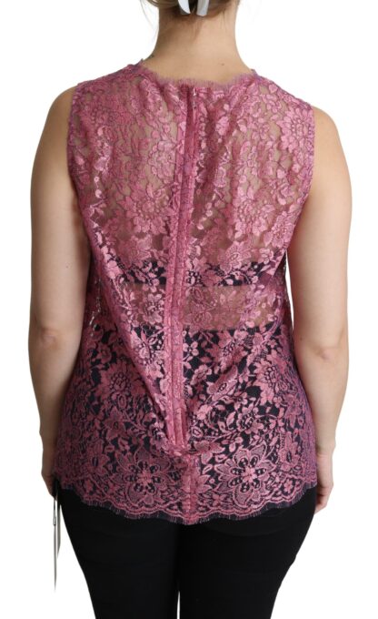 Dolce & Gabbana - Elegant Pink Taormina Lace Sleeveless Top