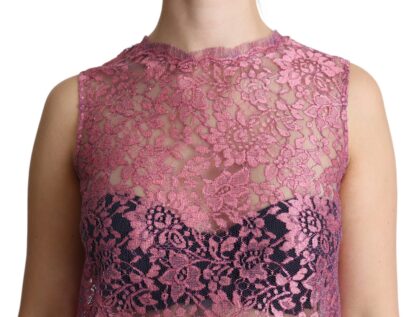 Dolce & Gabbana - Elegant Pink Taormina Lace Sleeveless Top