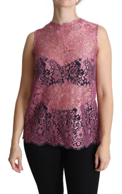 Dolce & Gabbana - Elegant Pink Taormina Lace Sleeveless Top