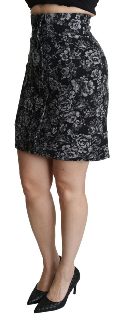 Dolce & Gabbana - Elegant A-line High Waist Black Brocade Skirt