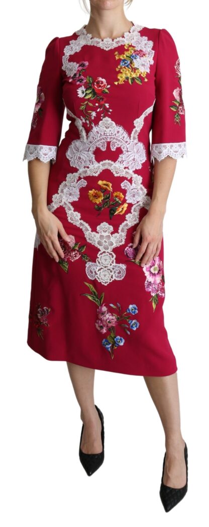 Dolce & Gabbana - Floral Embroidered Sheath Midi Dress