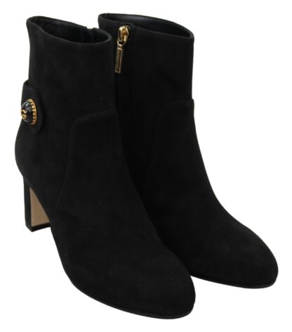 Dolce & Gabbana - Elegant Black Suede Mid-Calf Boots