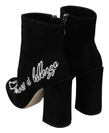 Dolce & Gabbana - Embroidered Ankle Boots in Lambskin Suede