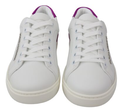 Dolce & Gabbana - Chic White Leather Sneakers with Purple Accents