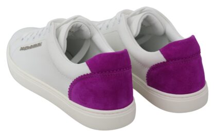 Dolce & Gabbana - Chic White Leather Sneakers with Purple Accents