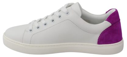 Dolce & Gabbana - Chic White Leather Sneakers with Purple Accents