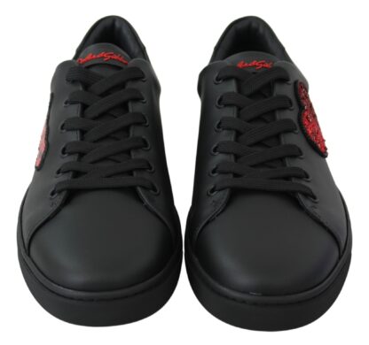 Dolce & Gabbana - Elegant Leather Sneakers with Red Accents