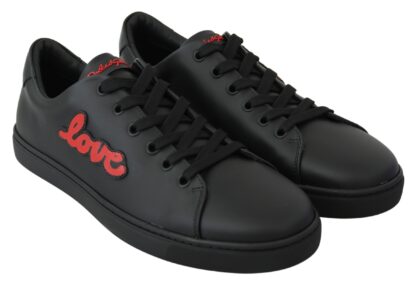 Dolce & Gabbana - Elegant Leather Sneakers with Red Accents