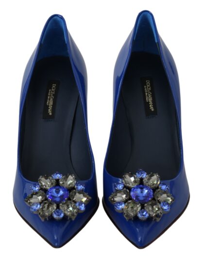 Dolce & Gabbana - Electric Blue Patent Leather Pumps with Crystals