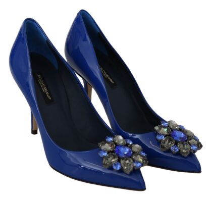 Dolce & Gabbana - Electric Blue Patent Leather Pumps with Crystals