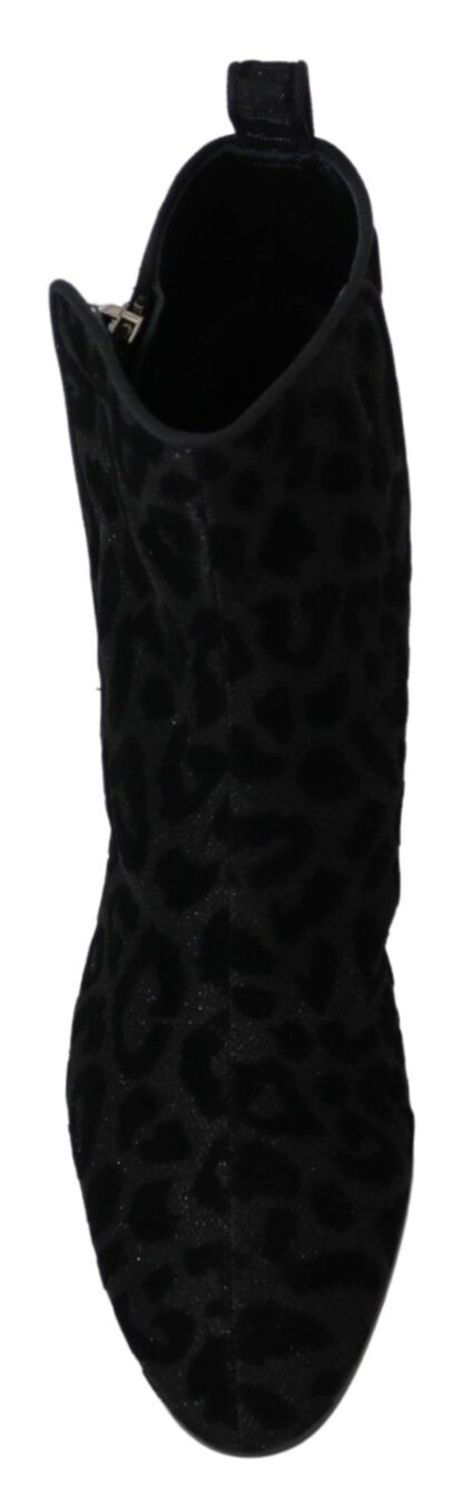 Dolce & Gabbana - Elegant Black Leopard Print Short Boots