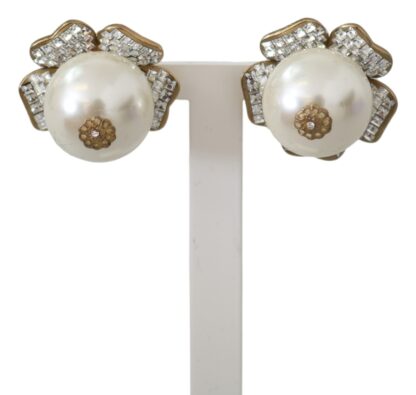 Dolce & Gabbana - Floral Crystal-Pearl Clip-On Earrings