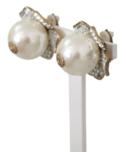 Dolce & Gabbana - Floral Crystal-Pearl Clip-On Earrings