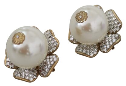 Dolce & Gabbana - Floral Crystal-Pearl Clip-On Earrings