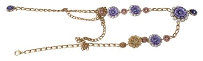 Dolce & Gabbana - Elegant Gold-Tone Charm Necklace with Floral Motif