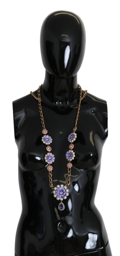 Dolce & Gabbana - Elegant Gold-Tone Charm Necklace with Floral Motif