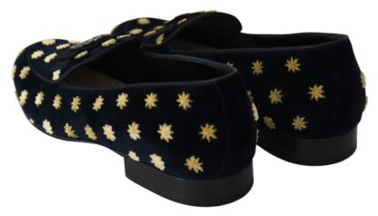 Dolce & Gabbana - Elegant Velvet Crown Embroidery Loafers