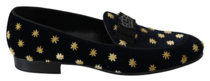 Dolce & Gabbana - Elegant Velvet Crown Embroidery Loafers