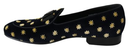 Dolce & Gabbana - Elegant Velvet Crown Embroidery Loafers