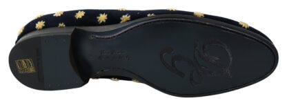 Dolce & Gabbana - Elegant Velvet Crown Embroidery Loafers