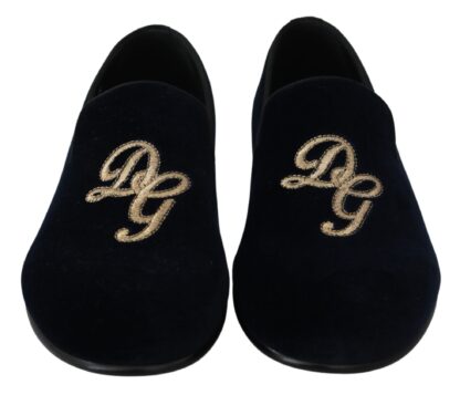 Dolce & Gabbana - Elegant Blue Embroidered Loafers