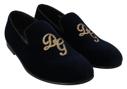 Dolce & Gabbana - Elegant Blue Embroidered Loafers