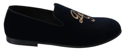 Dolce & Gabbana - Elegant Blue Embroidered Loafers