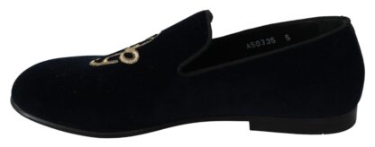 Dolce & Gabbana - Elegant Blue Embroidered Loafers